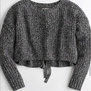 Black Laced Up Back Cropped Sweater